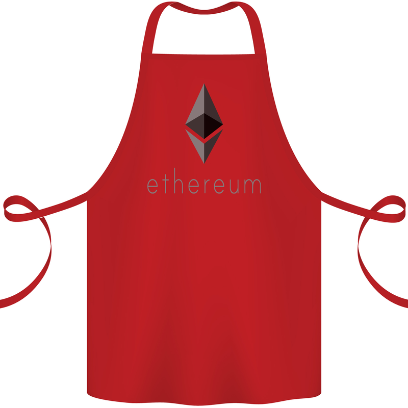 Ethereum Cryptocurrency Bitcoin Cotton Apron 100% Organic Red