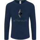 Ethereum Cryptocurrency Bitcoin Mens Long Sleeve T-Shirt Navy Blue