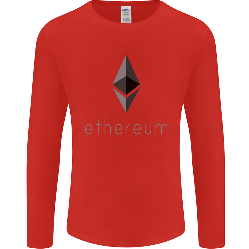 Ethereum Cryptocurrency Bitcoin Mens Long Sleeve T-Shirt Red