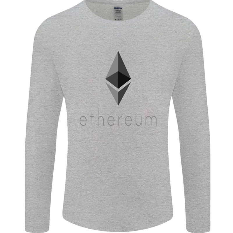 Ethereum Cryptocurrency Bitcoin Mens Long Sleeve T-Shirt Sports Grey