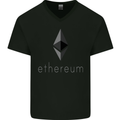 Ethereum Cryptocurrency Bitcoin Mens V-Neck Cotton T-Shirt Black