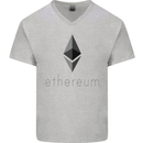 Ethereum Cryptocurrency Bitcoin Mens V-Neck Cotton T-Shirt Sports Grey