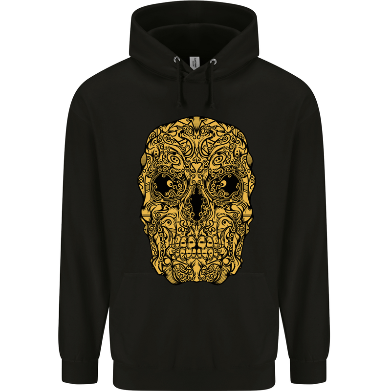 Ethnic Skull Gothic Tribal Demon Childrens Kids Hoodie Black