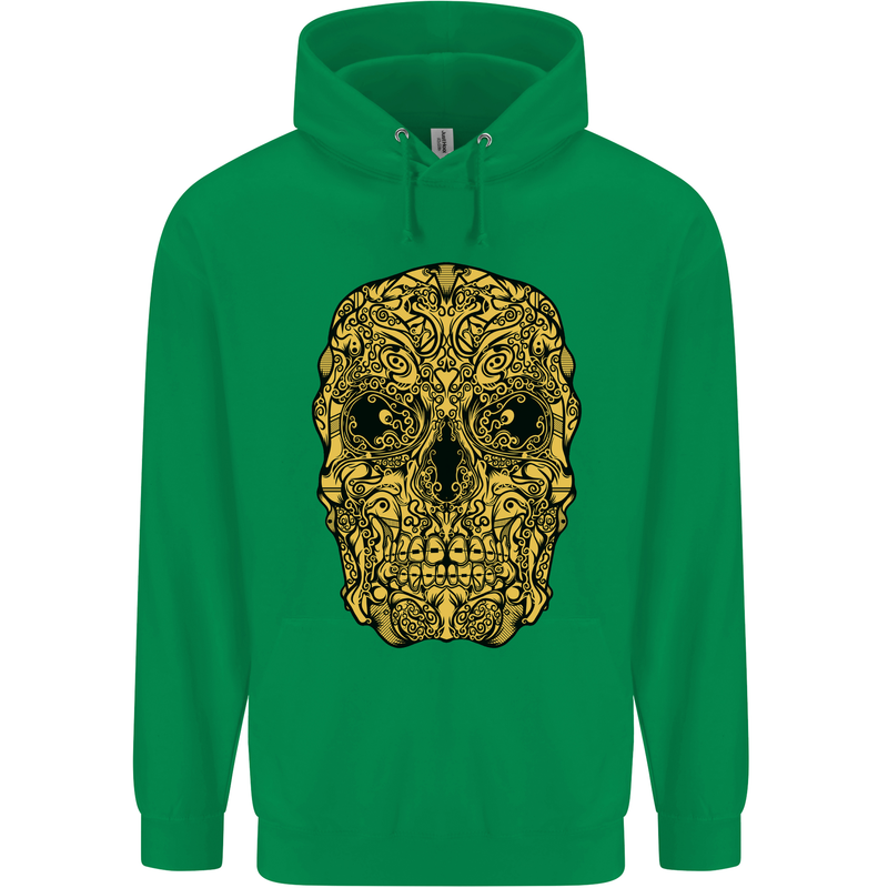 Ethnic Skull Gothic Tribal Demon Childrens Kids Hoodie Irish Green