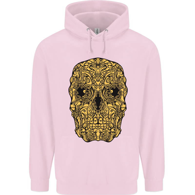 Ethnic Skull Gothic Tribal Demon Childrens Kids Hoodie Light Pink