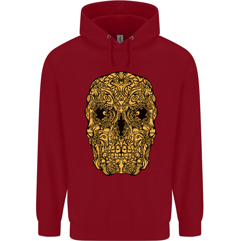 Ethnic Skull Gothic Tribal Demon Childrens Kids Hoodie Red