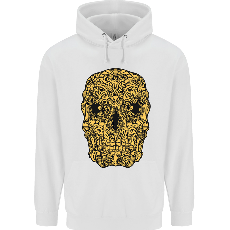 Ethnic Skull Gothic Tribal Demon Childrens Kids Hoodie White