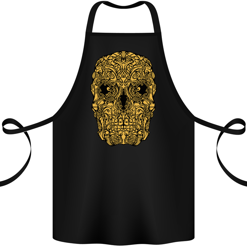 Ethnic Skull Gothic Tribal Demon Cotton Apron 100% Organic Black