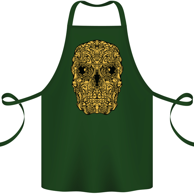 Ethnic Skull Gothic Tribal Demon Cotton Apron 100% Organic Forest Green