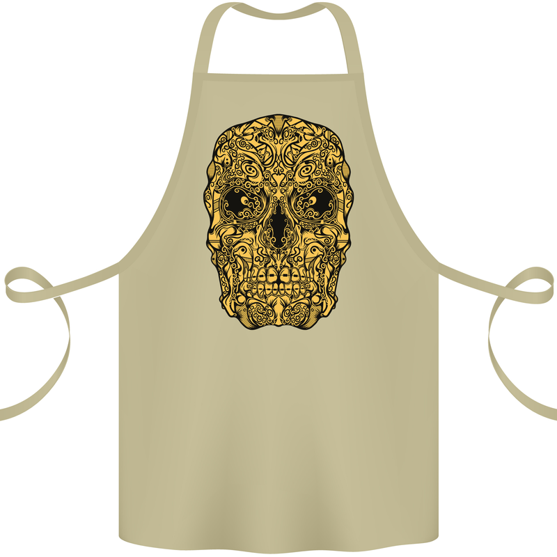 Ethnic Skull Gothic Tribal Demon Cotton Apron 100% Organic Khaki