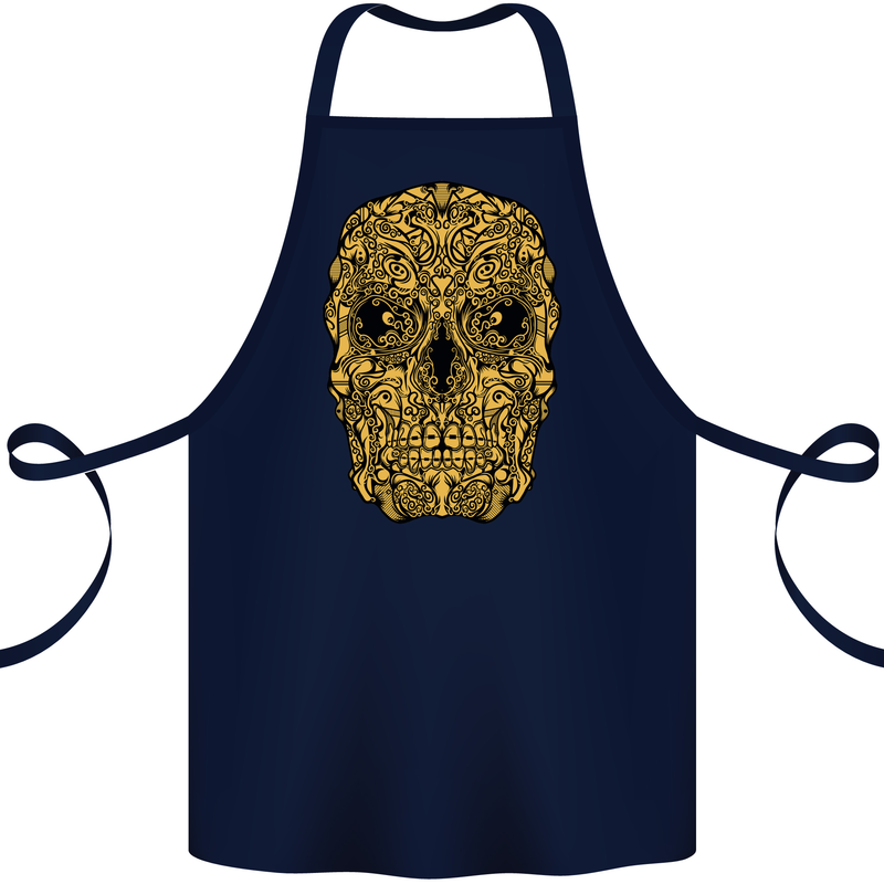 Ethnic Skull Gothic Tribal Demon Cotton Apron 100% Organic Navy Blue