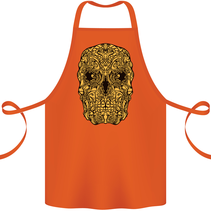 Ethnic Skull Gothic Tribal Demon Cotton Apron 100% Organic Orange