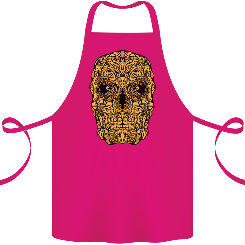 Ethnic Skull Gothic Tribal Demon Cotton Apron 100% Organic Pink