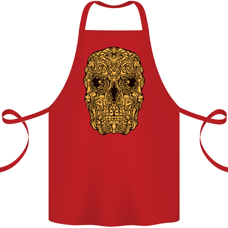 Ethnic Skull Gothic Tribal Demon Cotton Apron 100% Organic Red