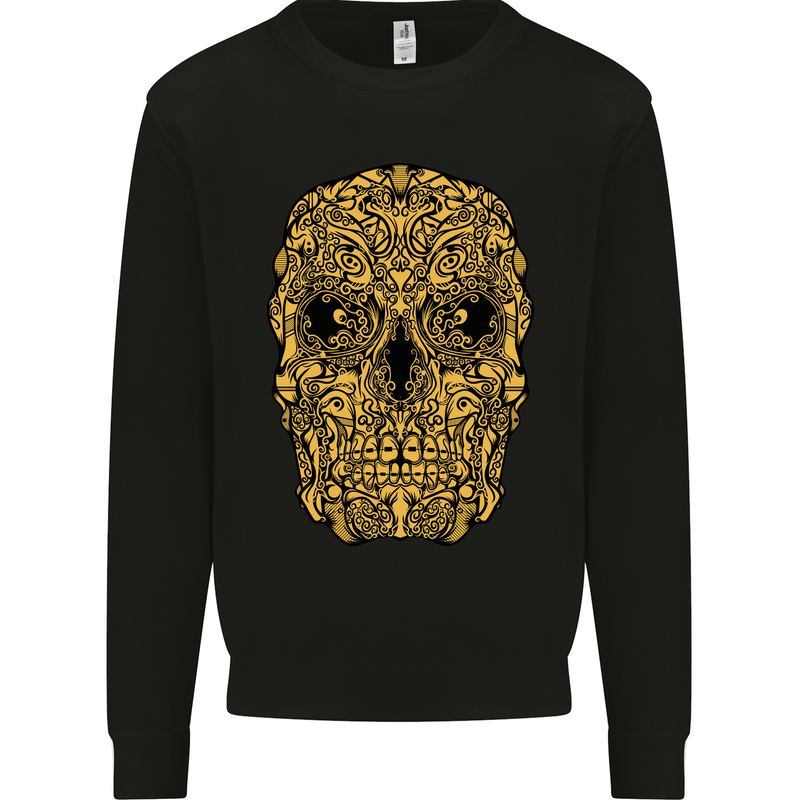 Ethnic Skull Gothic Tribal Demon Kids Sweatshirt Jumper Black