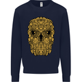 Ethnic Skull Gothic Tribal Demon Kids Sweatshirt Jumper Navy Blue