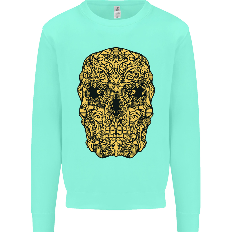 Ethnic Skull Gothic Tribal Demon Kids Sweatshirt Jumper Peppermint