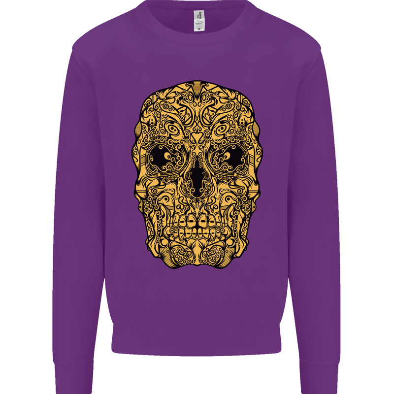 Ethnic Skull Gothic Tribal Demon Kids Sweatshirt Jumper Purple