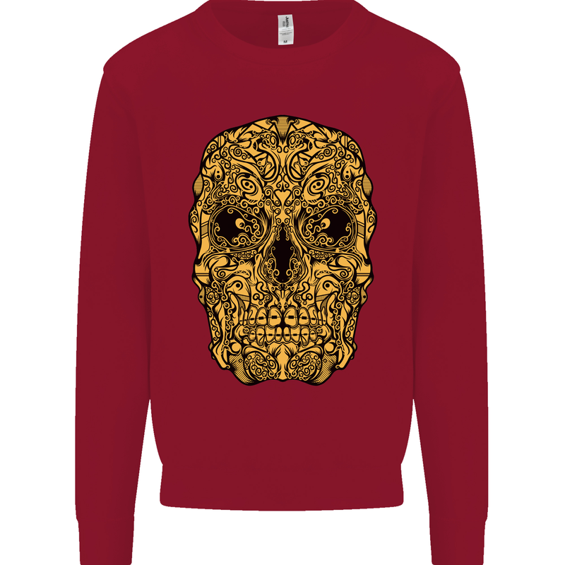 Ethnic Skull Gothic Tribal Demon Kids Sweatshirt Jumper Red