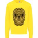 Ethnic Skull Gothic Tribal Demon Kids Sweatshirt Jumper Yellow