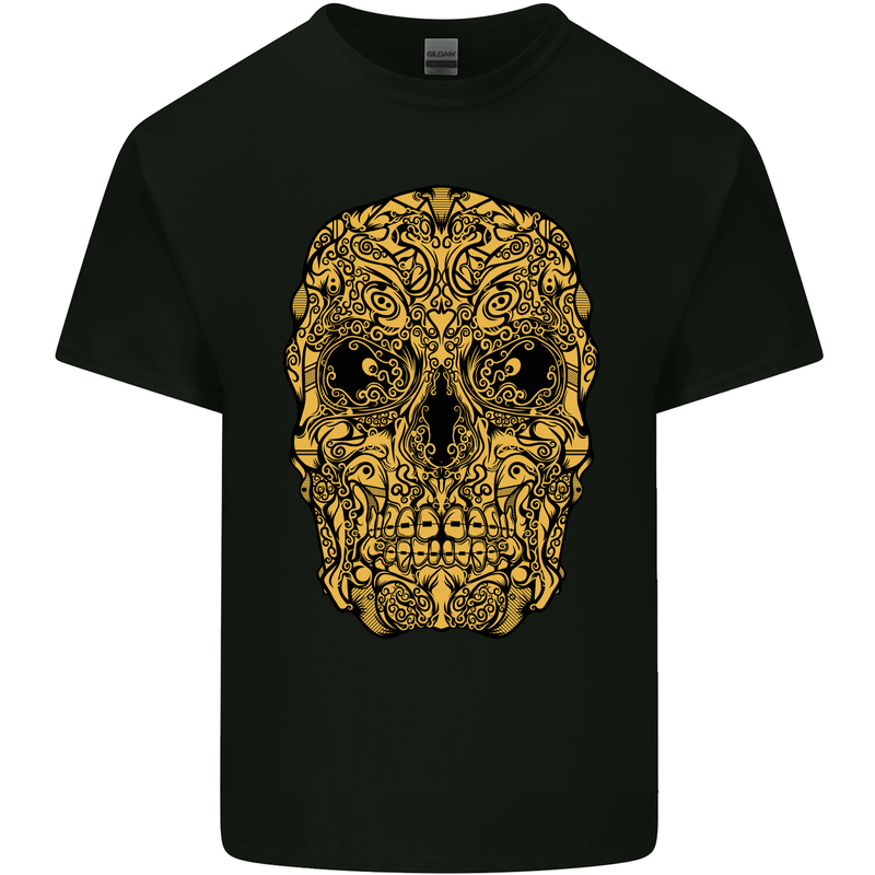 Ethnic Skull Gothic Tribal Demon Mens Cotton T-Shirt Tee Top Black