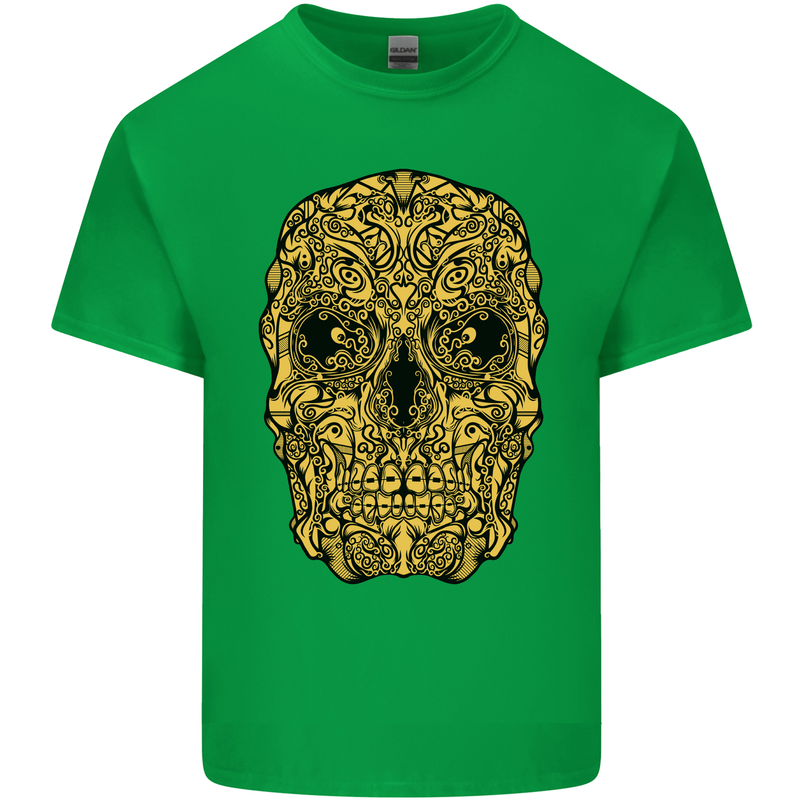 Ethnic Skull Gothic Tribal Demon Mens Cotton T-Shirt Tee Top Irish Green