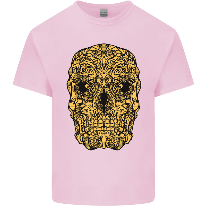 Ethnic Skull Gothic Tribal Demon Mens Cotton T-Shirt Tee Top Light Pink