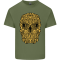 Ethnic Skull Gothic Tribal Demon Mens Cotton T-Shirt Tee Top Military Green