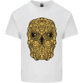 Ethnic Skull Gothic Tribal Demon Mens Cotton T-Shirt Tee Top White