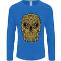 Ethnic Skull Gothic Tribal Demon Mens Long Sleeve T-Shirt Royal Blue