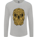 Ethnic Skull Gothic Tribal Demon Mens Long Sleeve T-Shirt Sports Grey