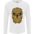 Ethnic Skull Gothic Tribal Demon Mens Long Sleeve T-Shirt White