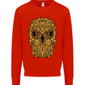 Ethnic Skull Gothic Tribal Demon Mens Sweatshirt Jumper Bright Red