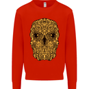 Ethnic Skull Gothic Tribal Demon Mens Sweatshirt Jumper Bright Red