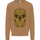 Ethnic Skull Gothic Tribal Demon Mens Sweatshirt Jumper Caramel Latte