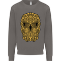 Ethnic Skull Gothic Tribal Demon Mens Sweatshirt Jumper Charcoal