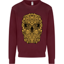 Ethnic Skull Gothic Tribal Demon Mens Sweatshirt Jumper Maroon
