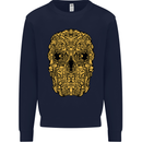 Ethnic Skull Gothic Tribal Demon Mens Sweatshirt Jumper Navy Blue