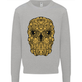 Ethnic Skull Gothic Tribal Demon Mens Sweatshirt Jumper Sports Grey