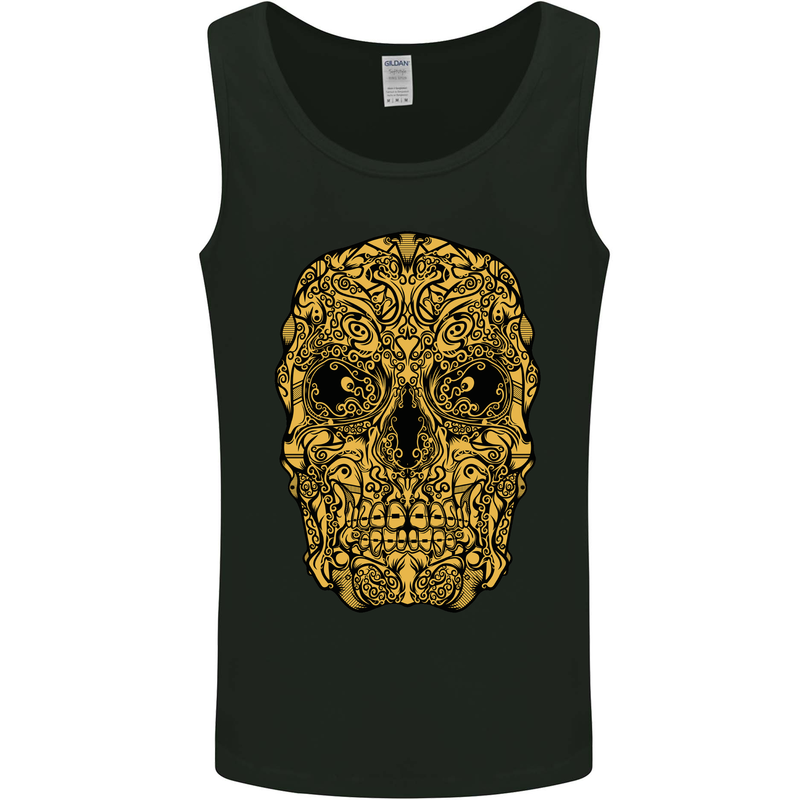 Ethnic Skull Gothic Tribal Demon Mens Vest Tank Top Black