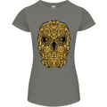 Ethnic Skull Gothic Tribal Demon Womens Petite Cut T-Shirt Charcoal