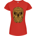 Ethnic Skull Gothic Tribal Demon Womens Petite Cut T-Shirt Red