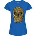 Ethnic Skull Gothic Tribal Demon Womens Petite Cut T-Shirt Royal Blue