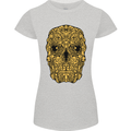 Ethnic Skull Gothic Tribal Demon Womens Petite Cut T-Shirt Sports Grey