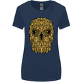 Ethnic Skull Gothic Tribal Demon Womens Wider Cut T-Shirt Navy Blue