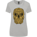 Ethnic Skull Gothic Tribal Demon Womens Wider Cut T-Shirt Sports Grey