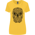 Ethnic Skull Gothic Tribal Demon Womens Wider Cut T-Shirt Yellow