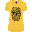 Ethnic Skull Gothic Tribal Demon Womens Wider Cut T-Shirt Yellow