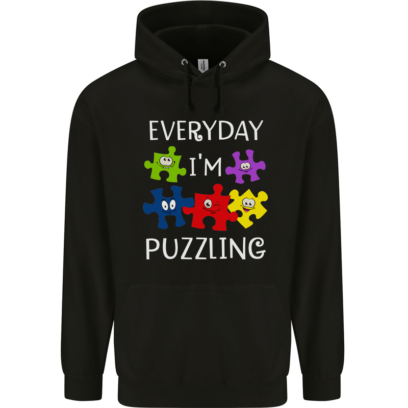 Every Day I'm Puzzling Autism Autistic ASD Childrens Kids Hoodie Black
