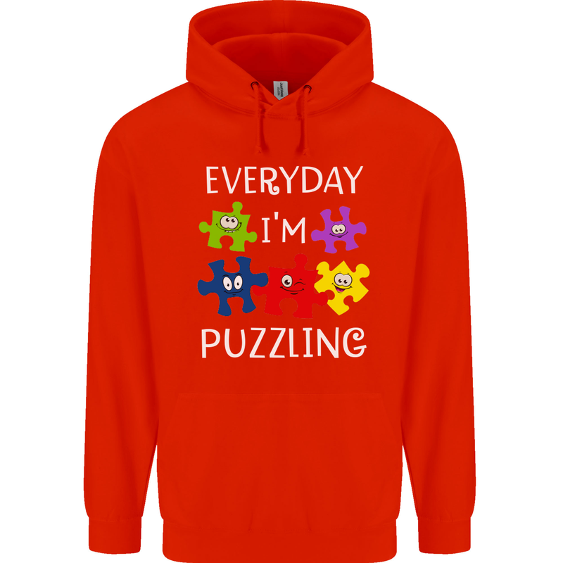 Every Day I'm Puzzling Autism Autistic ASD Childrens Kids Hoodie Bright Red